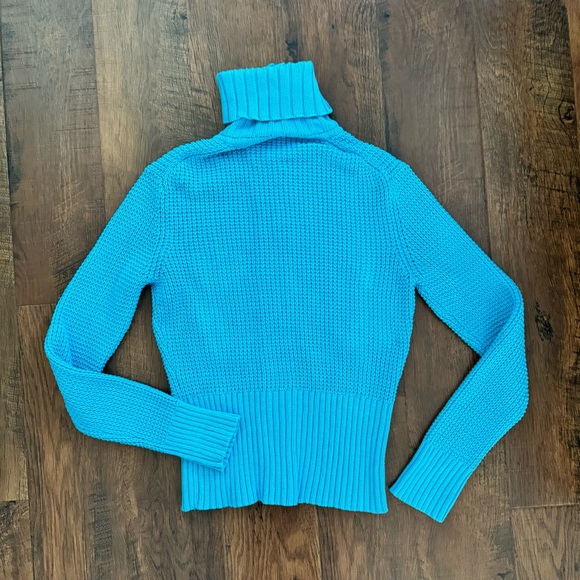 DAISY FUENTES dark powder blue button down cardigan sweater, size L - Picture 5 of 12